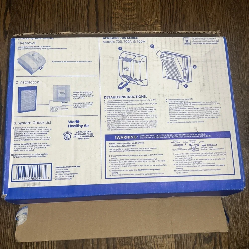 Aprilaire H735EZ1 Humidifier Filter Water Panel Replacement Kit 700 700A 700M